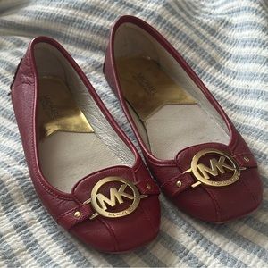 MICHAEL Michael Kors Red Flats with Gold Logo